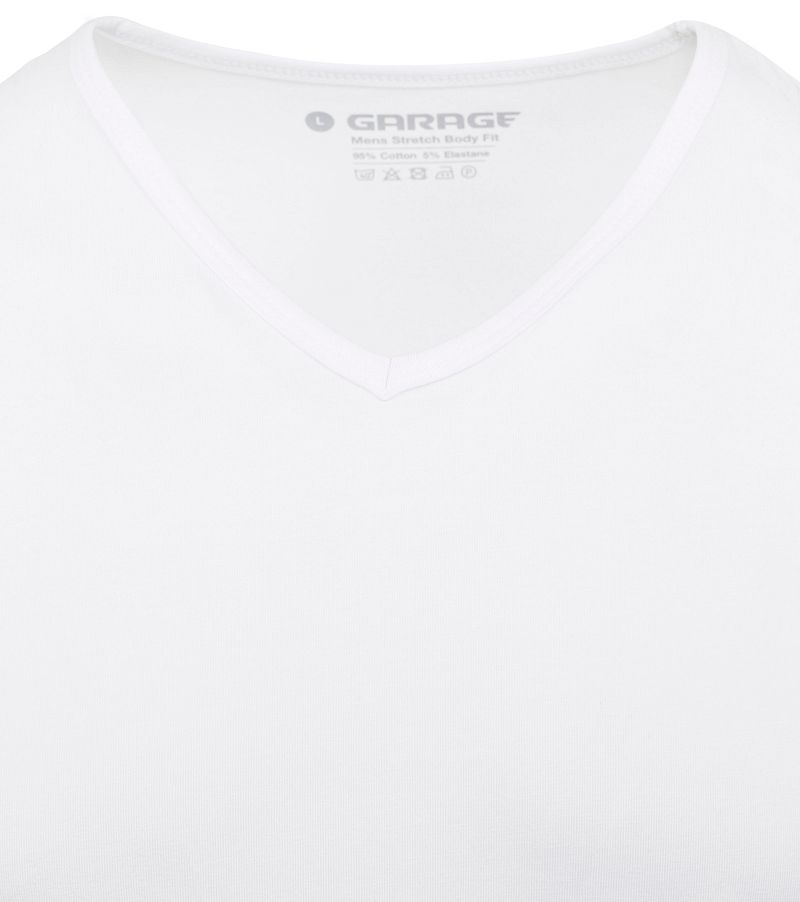 Garage Stretch Basic T-Shirt Weiß V-Ausschnitt - Größe S günstig online kaufen