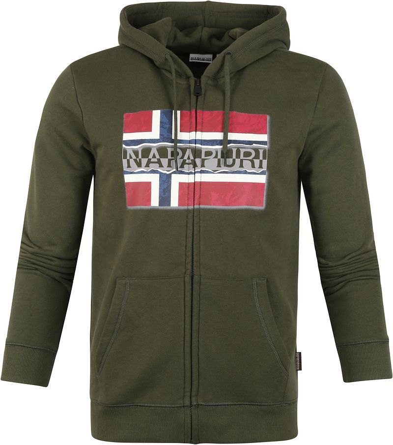 Napapijri Bench Strickjacke Dunkelgrün - Größe M günstig online kaufen