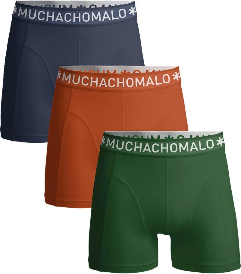 Muchachomalo Boxershorts 3-Pack Solid Groen Blauw Oranje