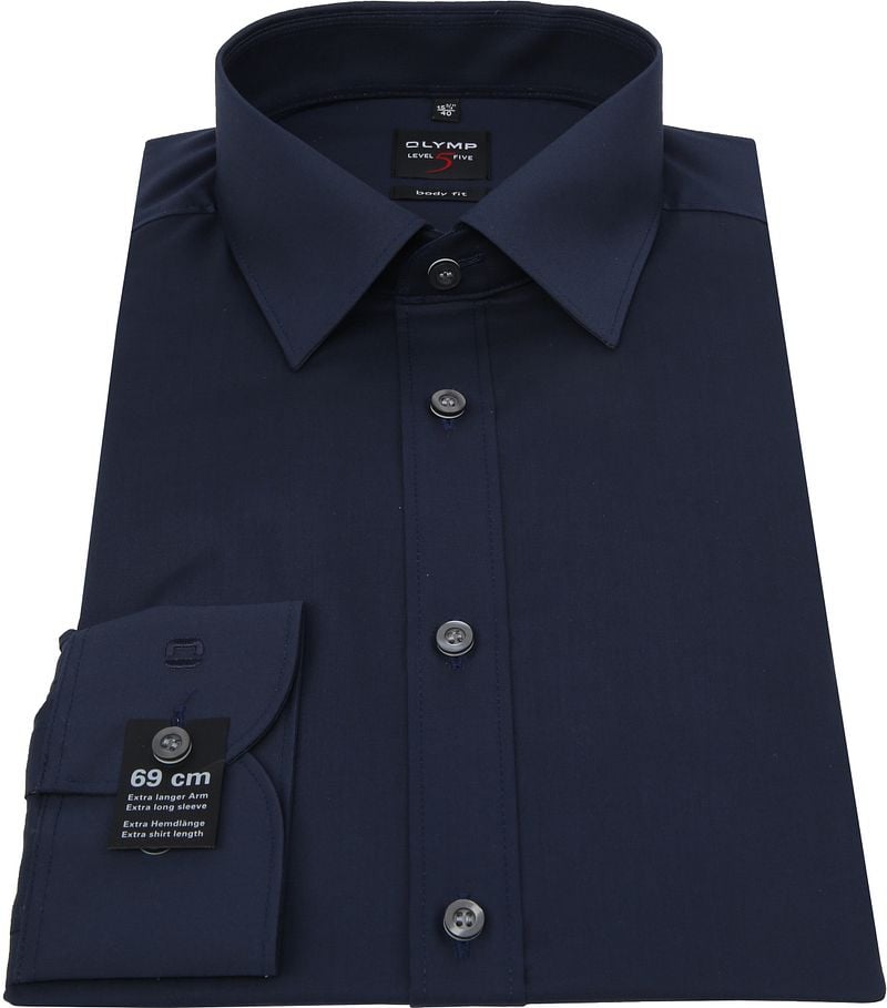 OLYMP Level Five Hemd Extra Lange Ärmeln Dunkelblau Body Fit - Größe 46 günstig online kaufen