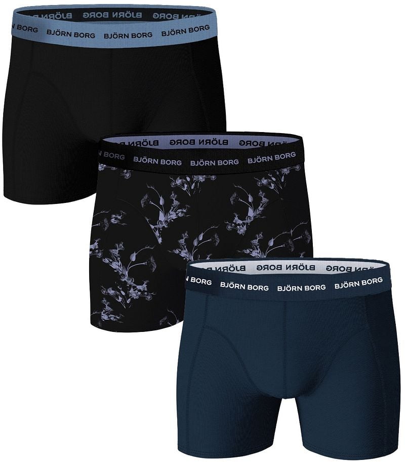 Björn Borg Boxers Cotton Stretch 3-Pack Zwart Blauw