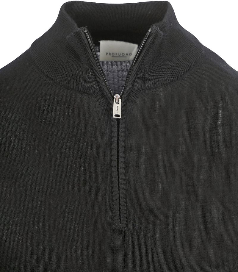 Profuomo Half Zip Pullover Merinowolle Schwarz - Größe XL günstig online kaufen