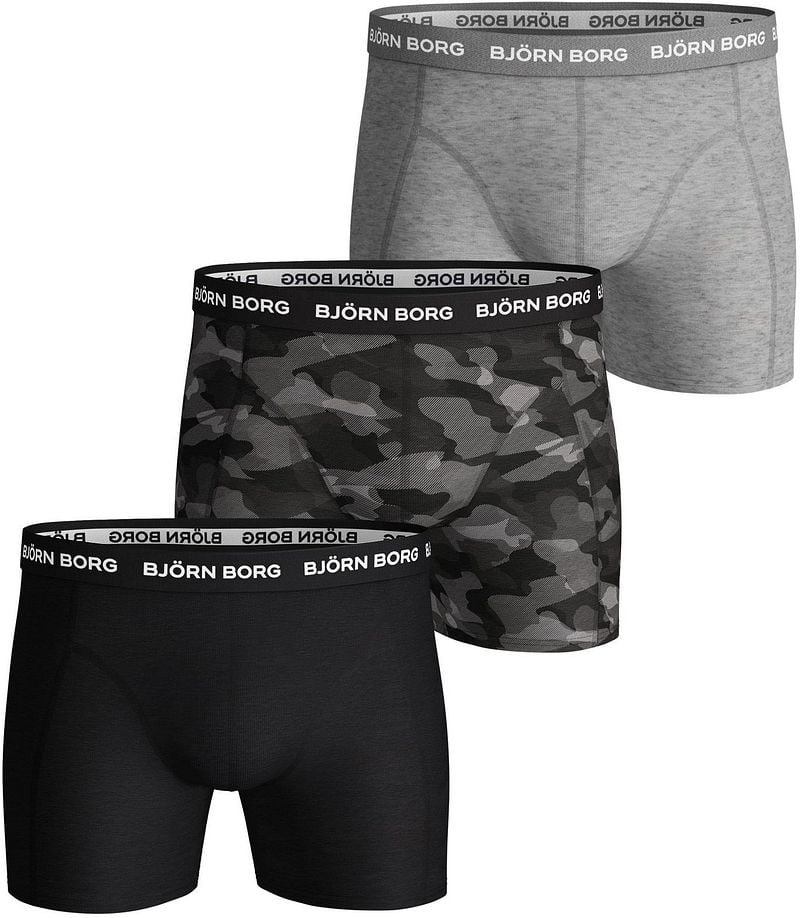 Bjorn Borg Cotton Stretch Boxershorts 3er-Pack Schwarz Grau - Größe L günstig online kaufen
