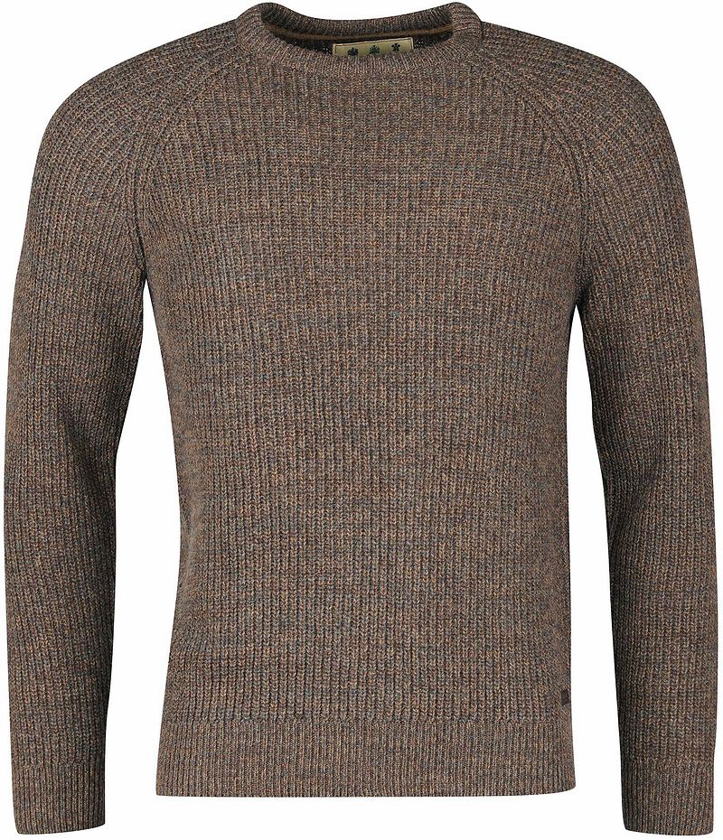 Barbour Pullover Laine d'Agneau Knitted Marron taille L