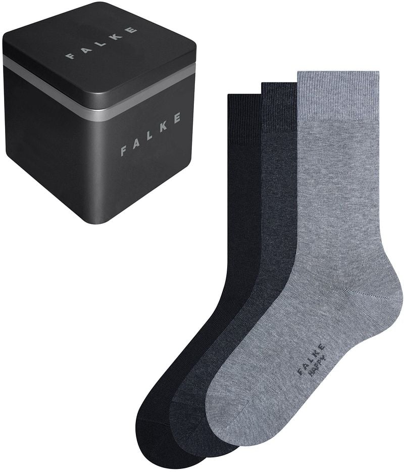 Falke Happy Socken 3 Paar Schwarz - Größe 43-46 günstig online kaufen