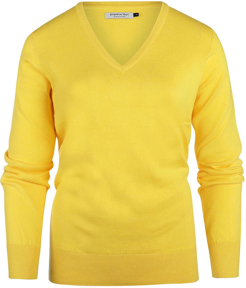 Steppin' Out Trui Cashmere Dames V-hals Geel