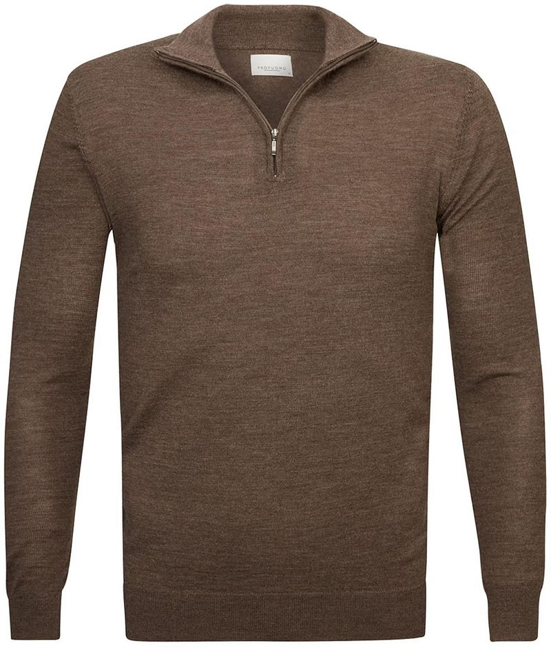 Profuomo Pull Demi-Zip Laine Mérinos Taupe taille L