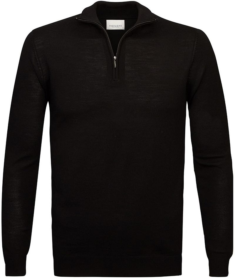 Profuomo Pull Demi-Zip Laine Mérinos Noir taille L