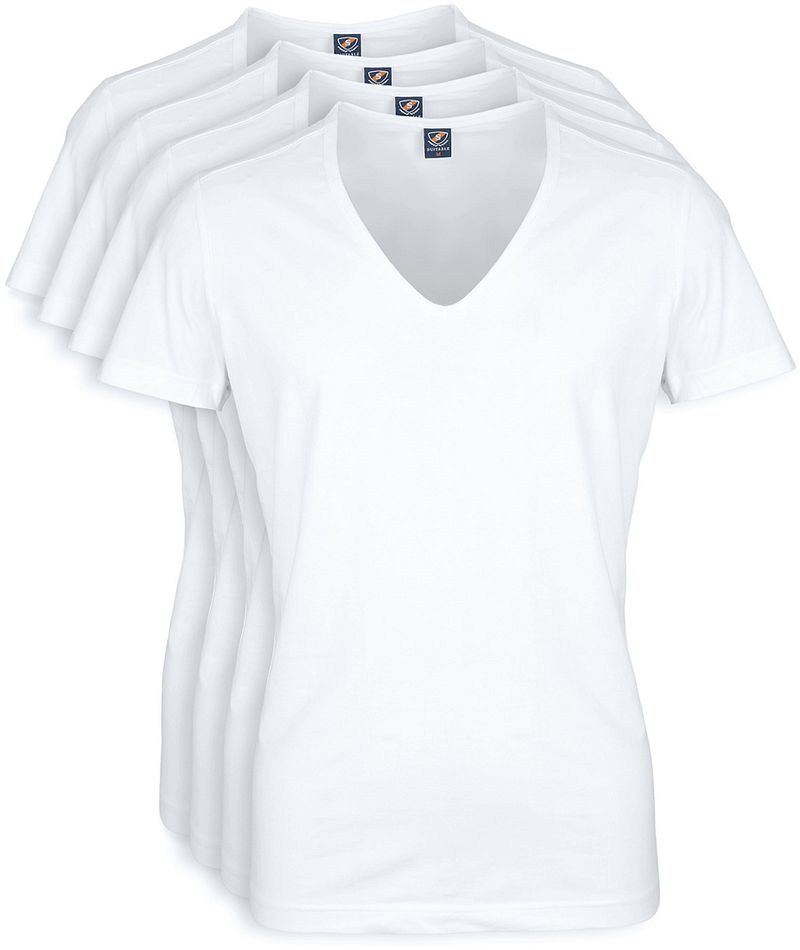 T-shirts Stretch Col-V Lot de 4 Profond  Blanc taille S