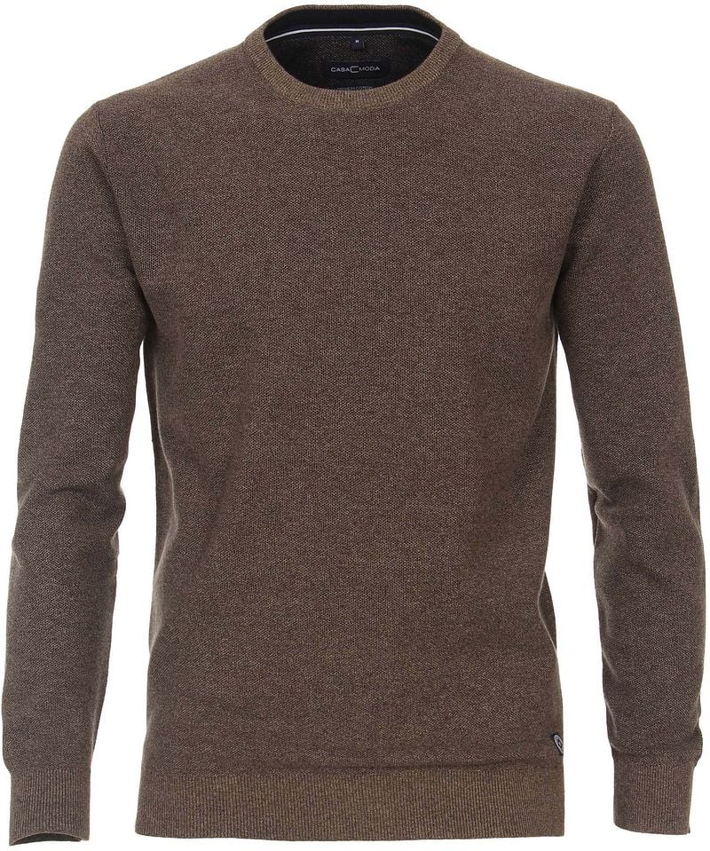 Casa Moda Pull Col Rond Mélangé Marron taille 3XL
