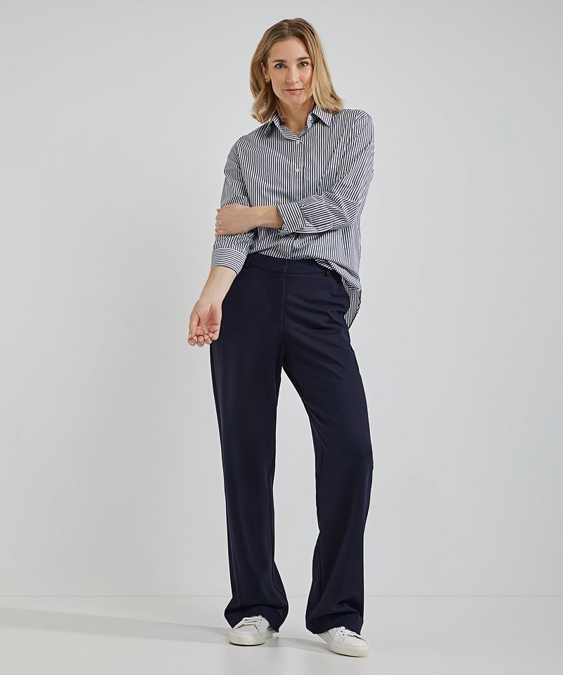 Steppin' Out Blouse Sara Poplin Streep Blauw