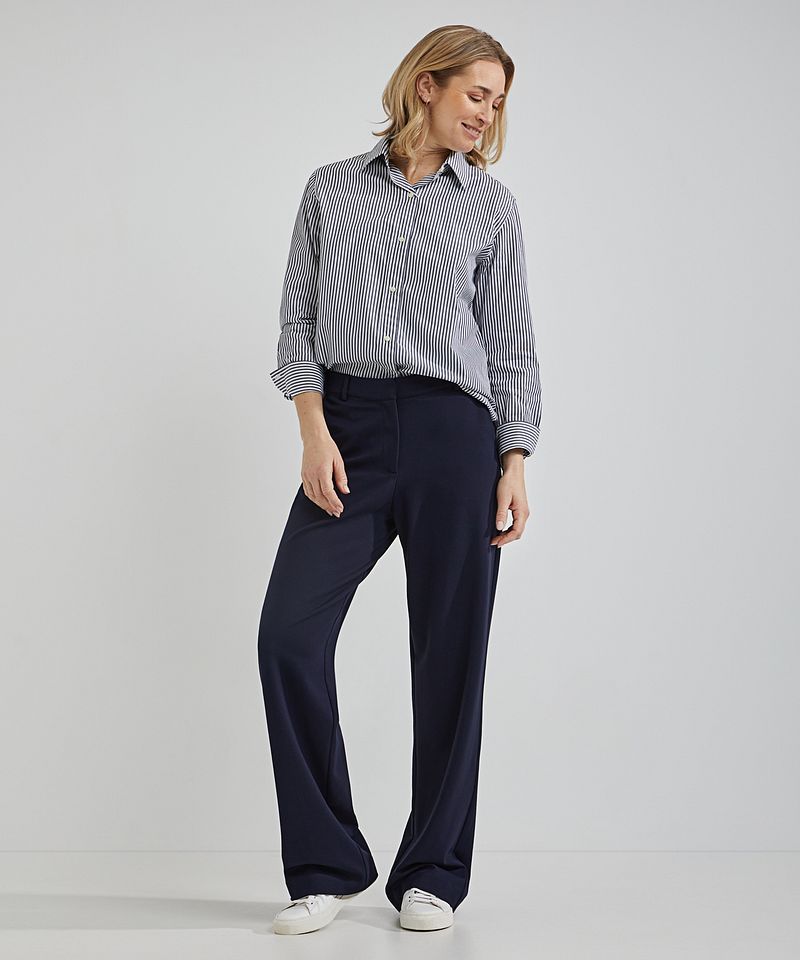 Steppin' Out Blouse Sara Poplin Streep Blauw