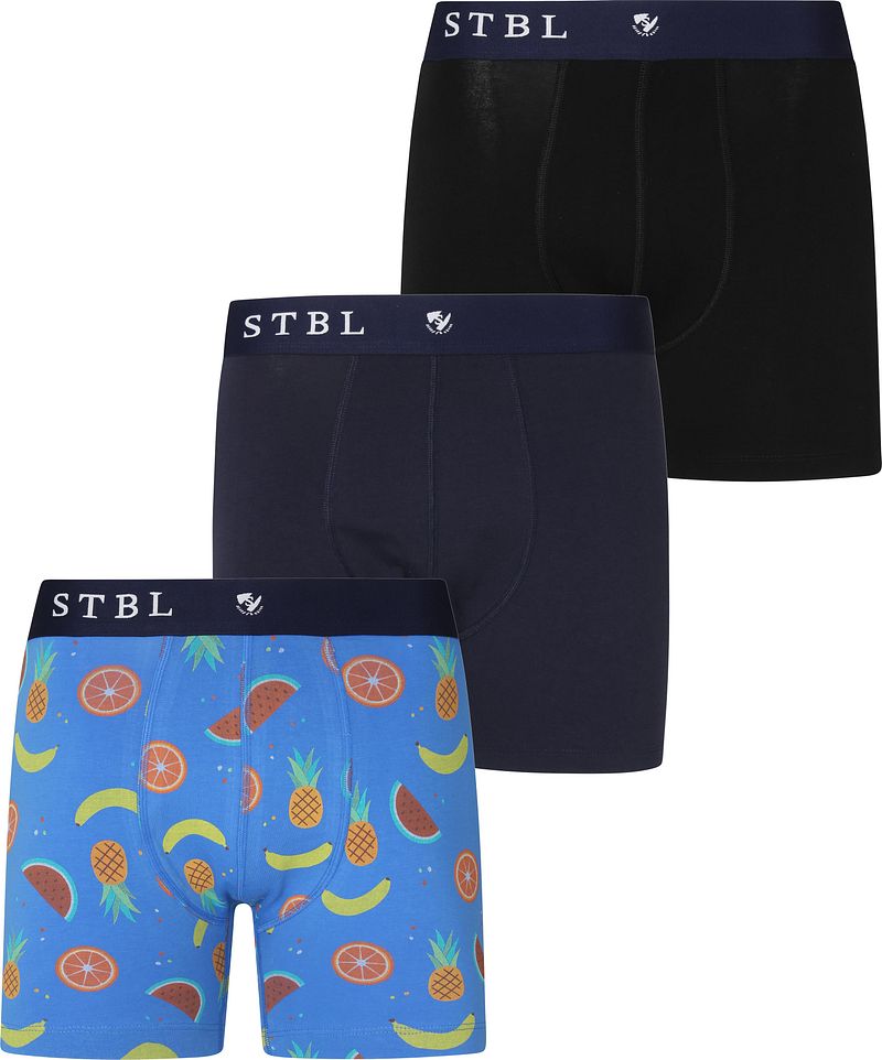Suitable Boxers Lot de 3 Fruit Bleu foncé Bleu Noir taille M