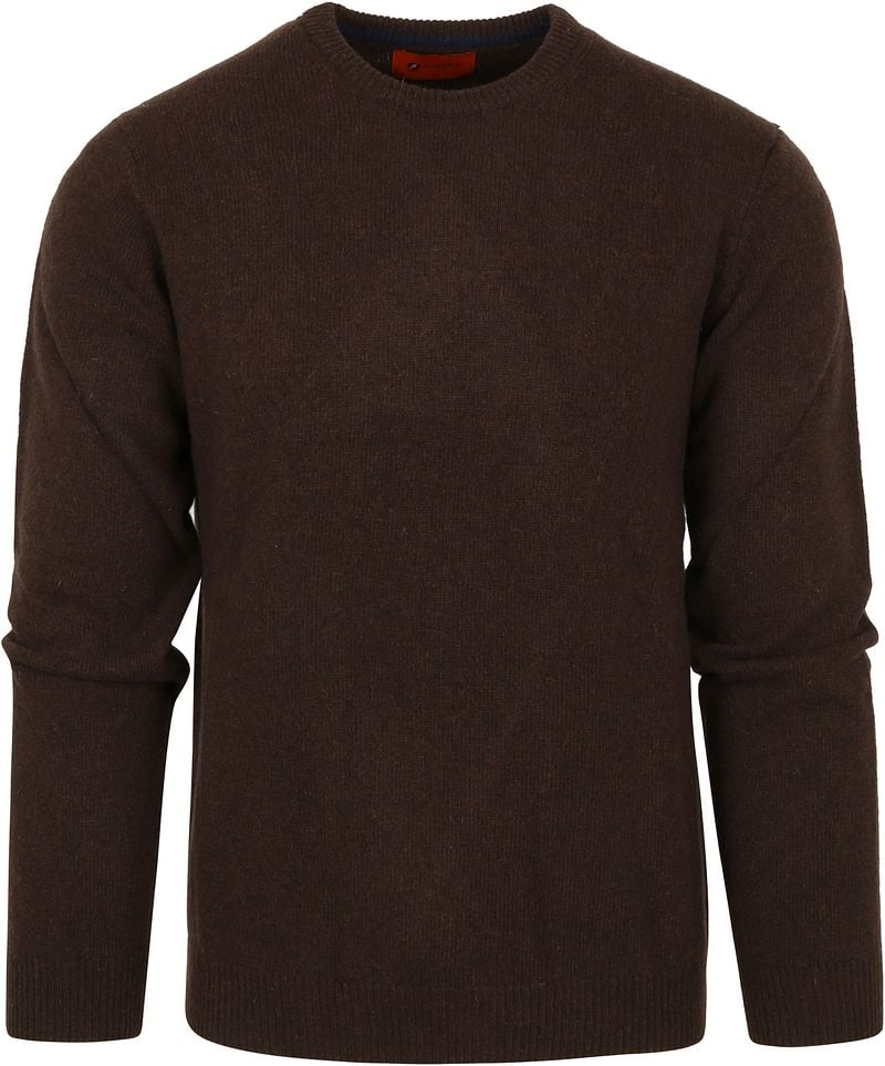 Suitable Pull Laine Col Rond Marron taille M