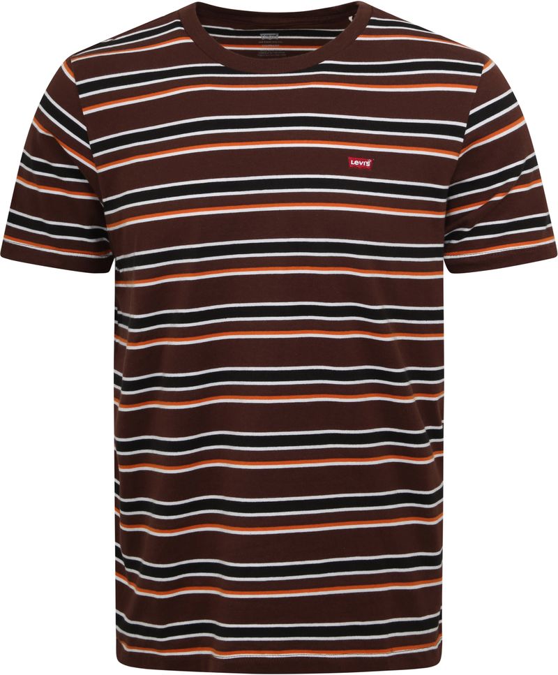 levi's t-shirt streep bruin