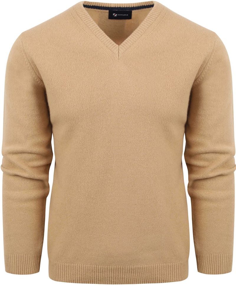 Suitable Pullover Wolle V-Neck Beige - Größe XXL günstig online kaufen