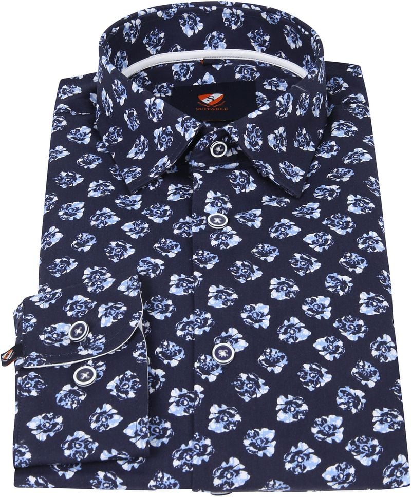 Suitable Hemd Blumen Navy - Größe 40 günstig online kaufen