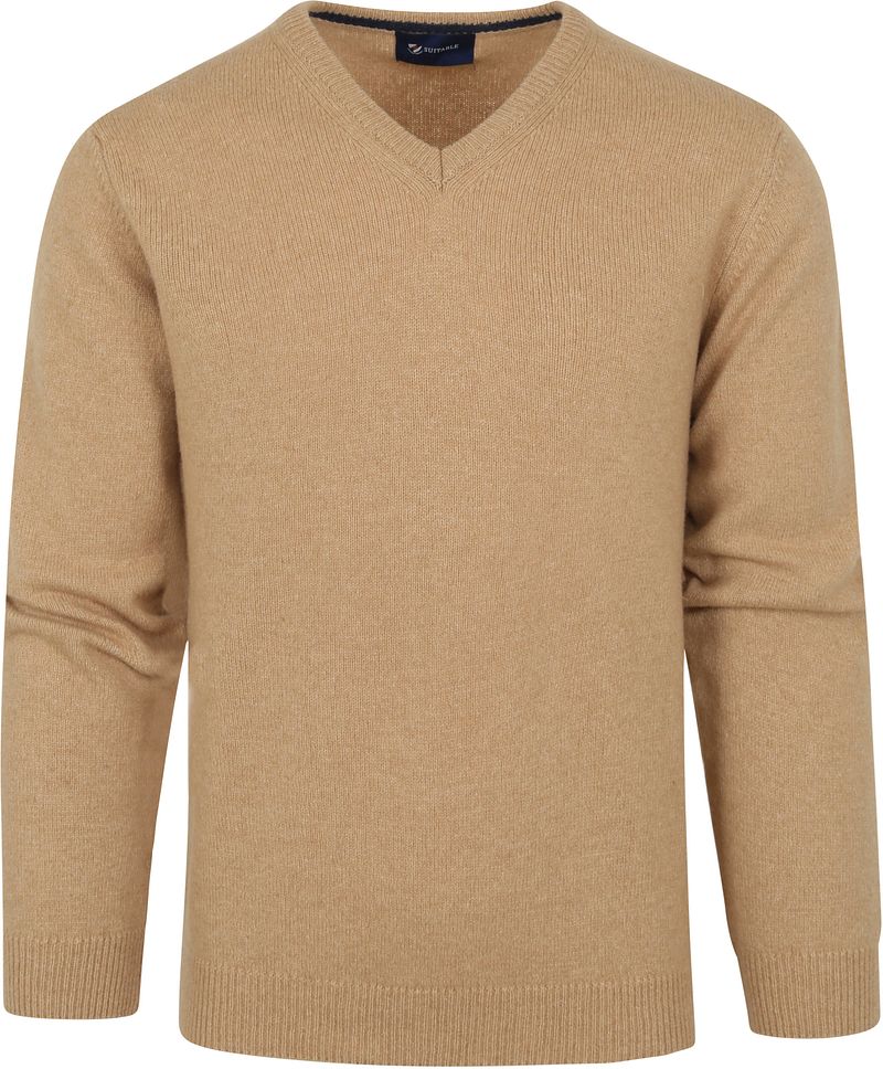 Suitable Pull Laine Col-V Beige taille M