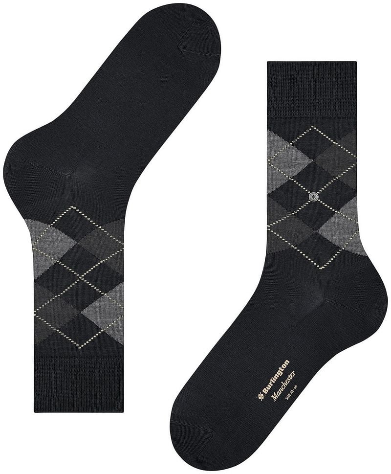 Burlington Manchester Socken Kariert Schwarz 3000 - Größe 40-46 günstig online kaufen