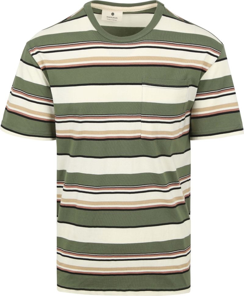 ANERKJENDT Heren Polo's & T-shirts Akkikki S s Stripe Tee Olijf