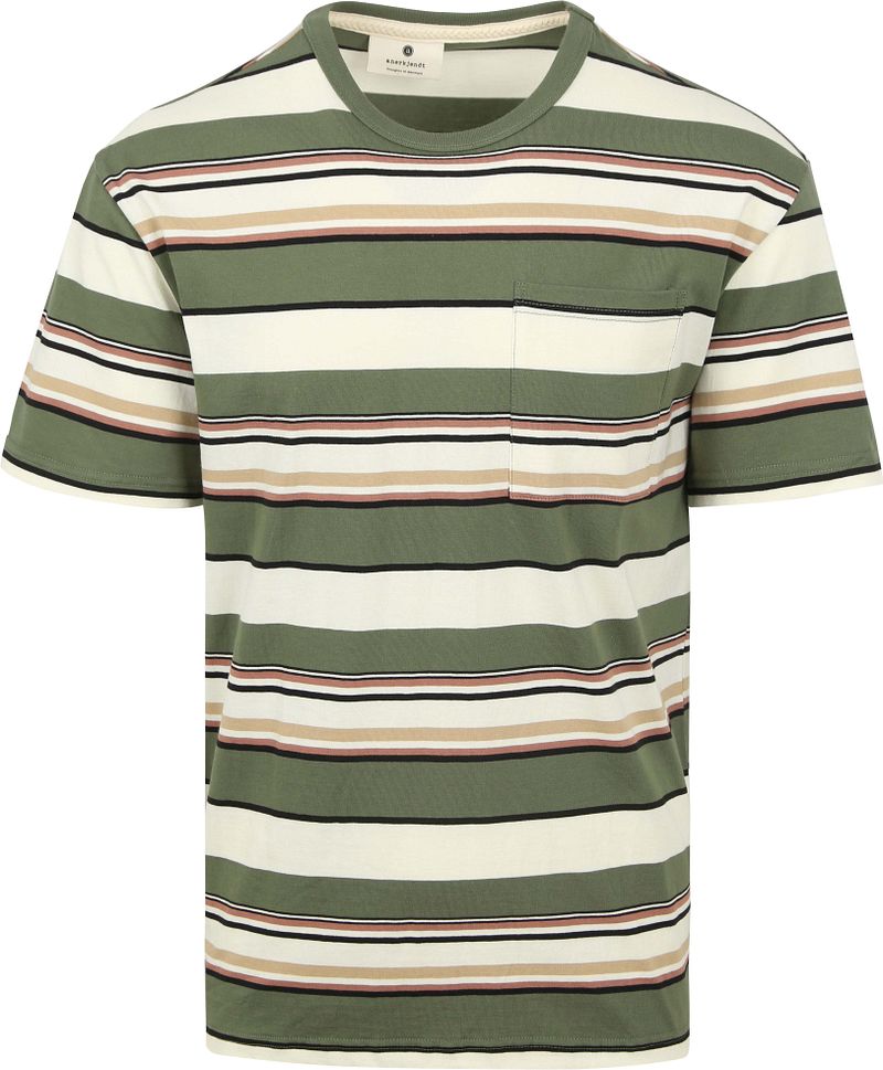 ANERKJENDT Heren Polo's & T-shirts Akkikki S s Stripe Tee Olijf