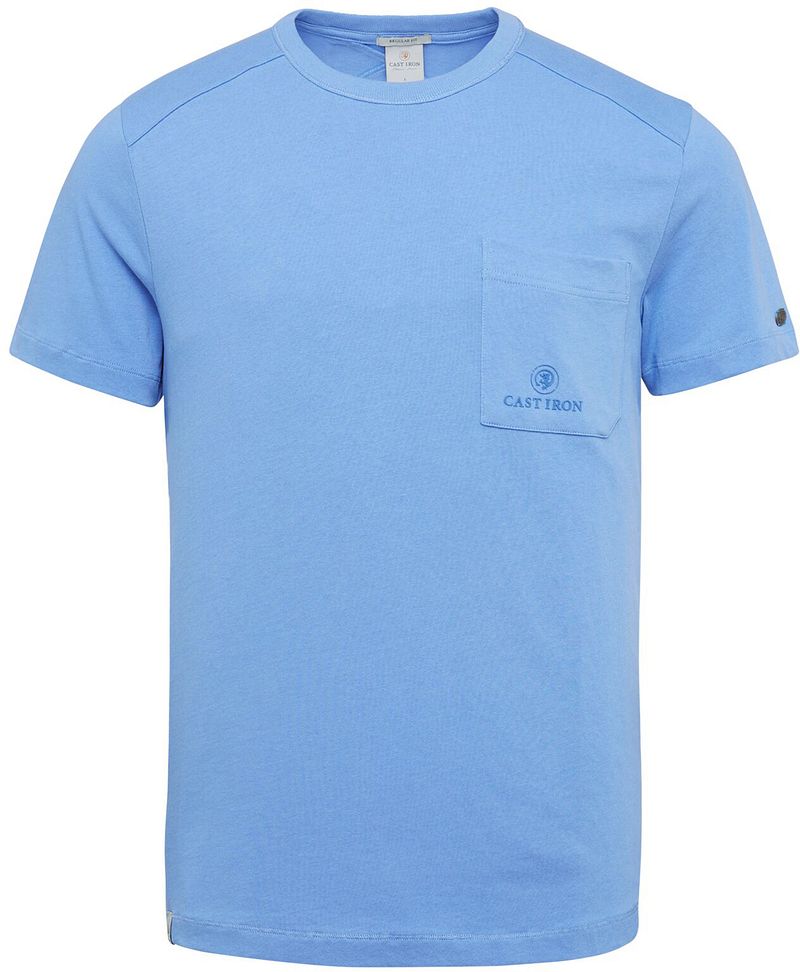 Cast Iron T-Shirt Poche Poitrine Bleu clair Bleu taille S