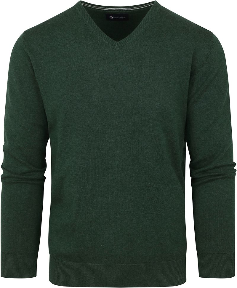 Suitable Pull Col-V Vini Mousse Vert Vert foncé taille M