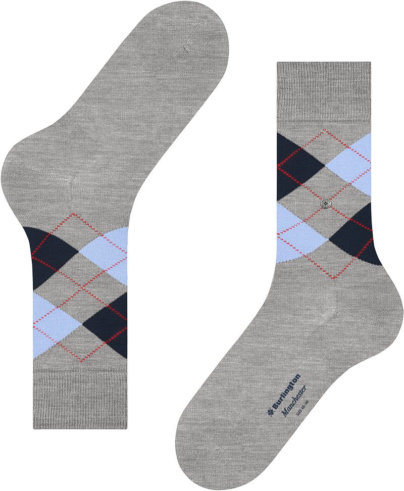 Burlington Manchester Socken Kariert Grau 3615 - Größe 40-46 günstig online kaufen