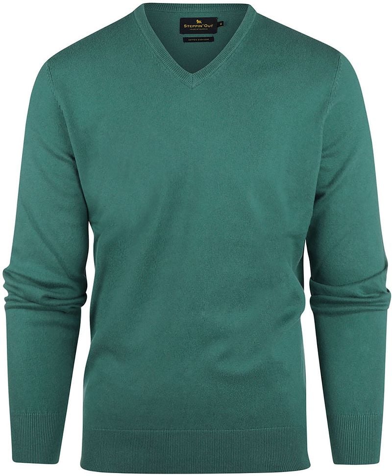 Steppin' Out Trui Cotton Cashmere V-hals Medium Groen