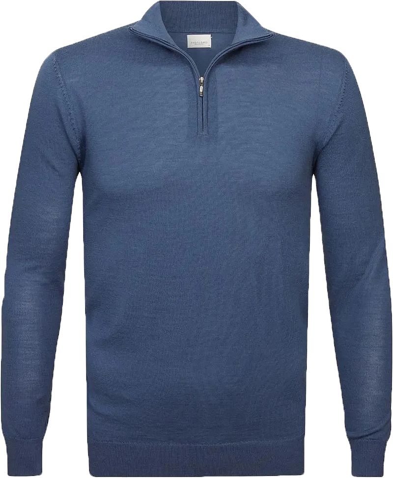 Profuomo Pull Demi-Zip Laine Mérinos Bleu taille M