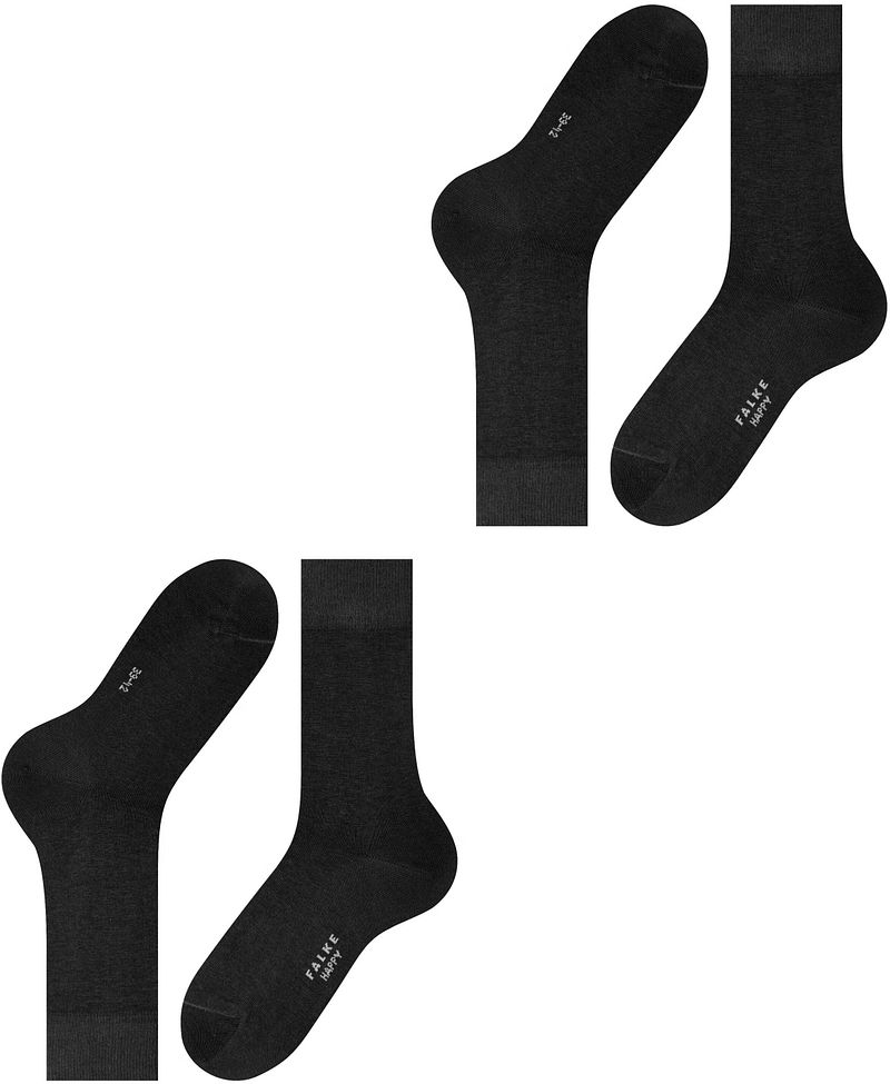 Falke Happy Socken 2 Paar Schwarz - Größe 39-42 günstig online kaufen