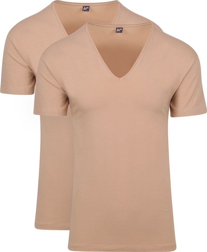 Alan Red Stretch V-Neck T-Shirt Beige 2er-Pack - Größe XL günstig online kaufen