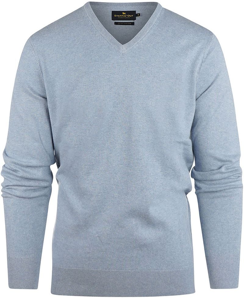 Steppin' Out Pullover Cotton Cashmere V-Ausschnitt Sky Blue - Größe S günstig online kaufen