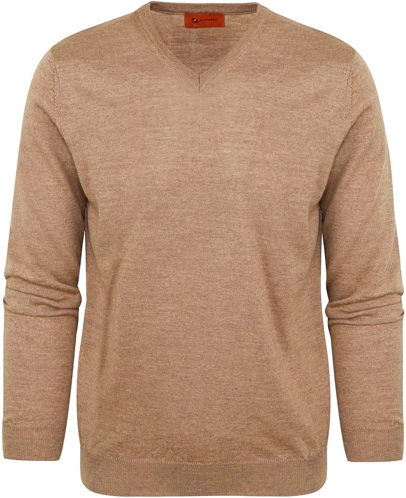 Suitable Pullover V-Ausschnitt Wolle Beige - Größe L günstig online kaufen