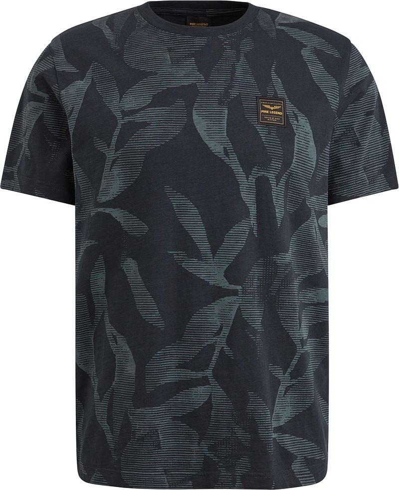 PME LEGEND Heren Polo's & T-shirts Slub Jersey Aop Donkerblauw