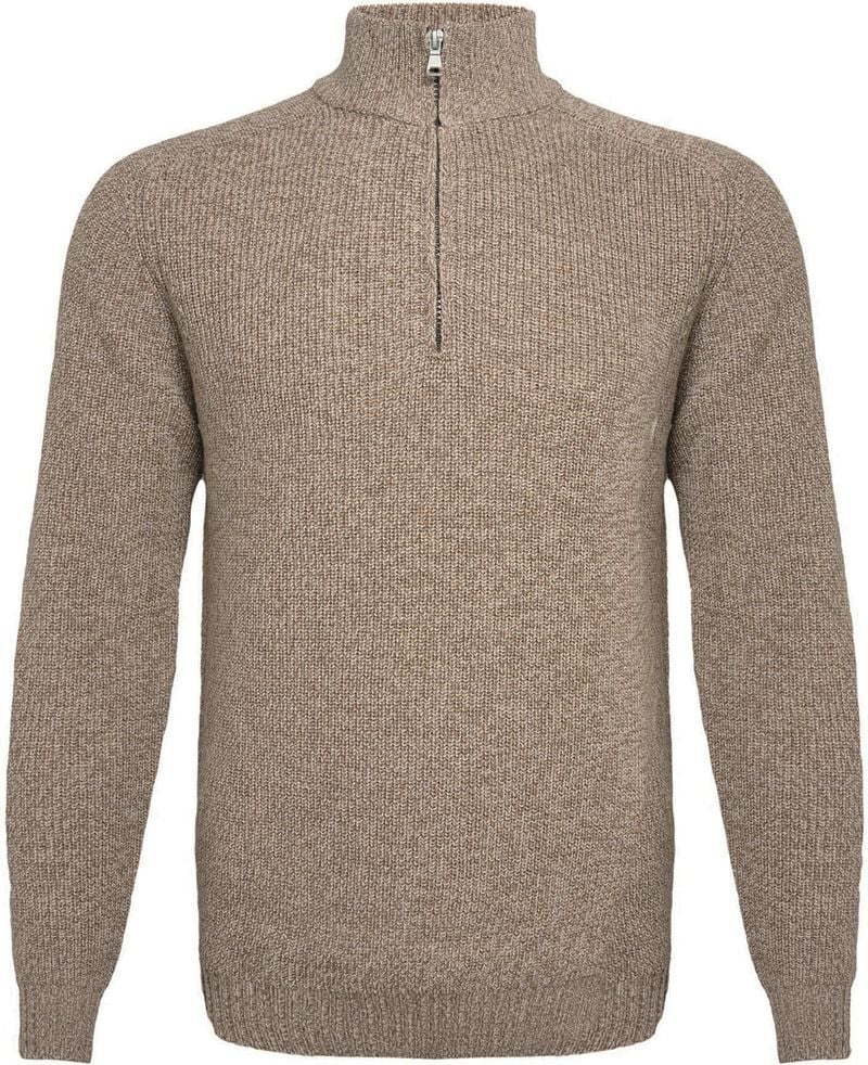 R2 Half Zip Heavyknit Pullover Merino Wolle Hellbraun - Größe XL günstig online kaufen