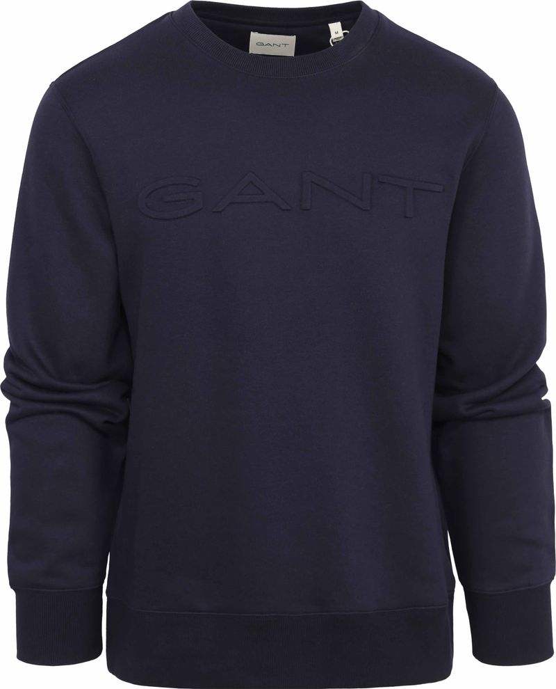 Gant Sweater Embossed Logo Navy