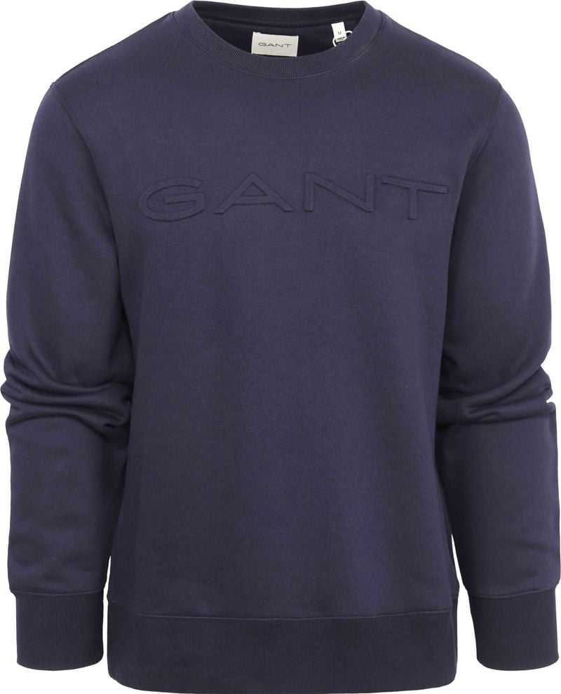 Gant Sweater Embossed Logo Navy