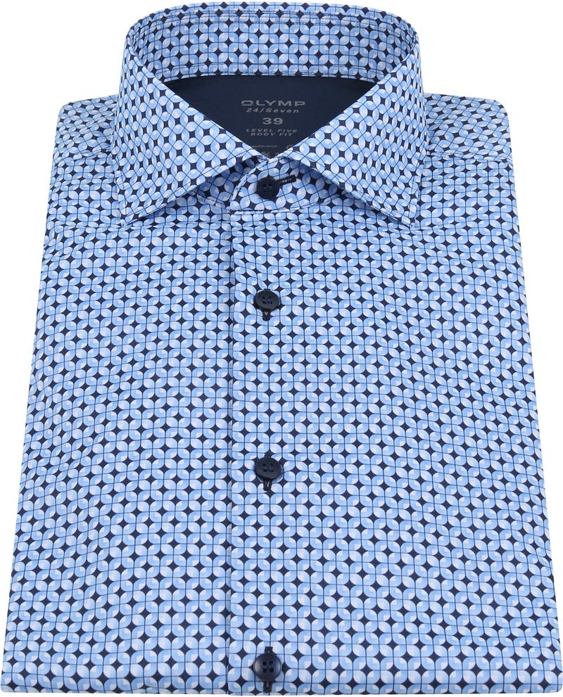 OLYMP Lvl 5 Hemd 24/Seven Dessin Blau - Größe 38 günstig online kaufen