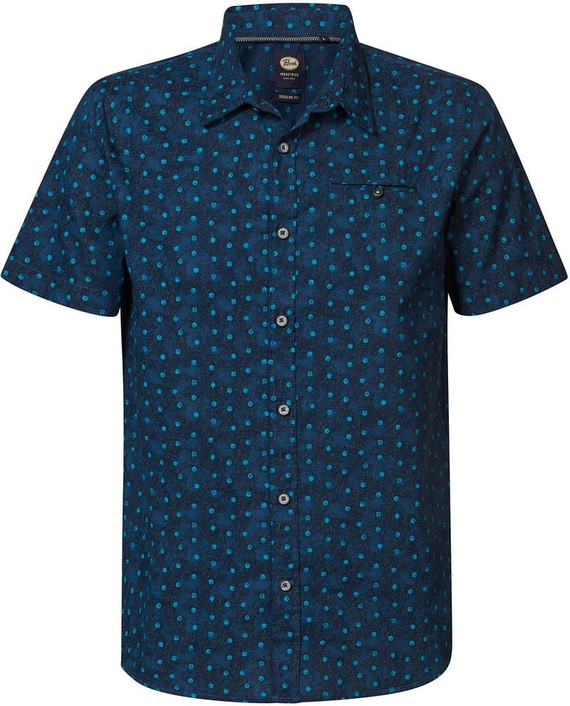 Petrol Industries slim fit overhemd met all over print petrol blue