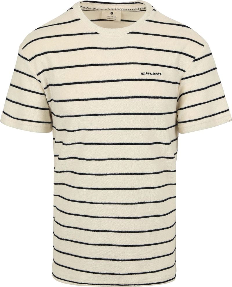 ANERKJENDT Heren Polo's & T-shirts Akkikki S s Frotte Stripe Tee Beige