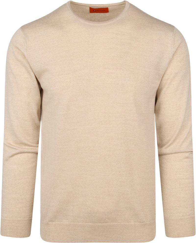 Merino Pullover mit Rundhalsausschnitt in Beige - Größe 3XL günstig online kaufen