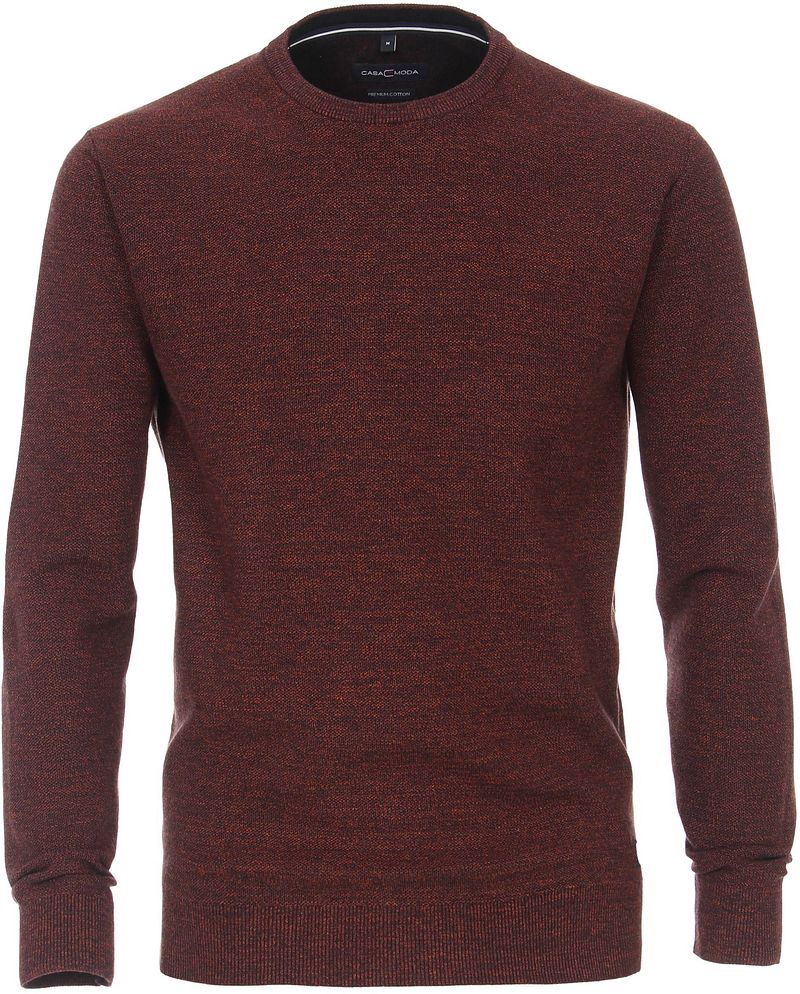 Casa Moda Pullover O-Halsausschnitt Melange Bordeaux - Größe 3XL günstig online kaufen