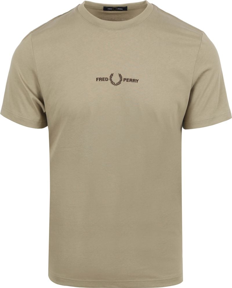 Fred Perry Beige T-shirt met Geborduurd Logo Beige Heren