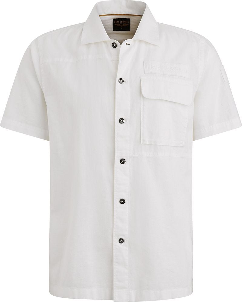 PME Legend Short Sleeve Hemd Linen Blend Weiß - Größe M günstig online kaufen