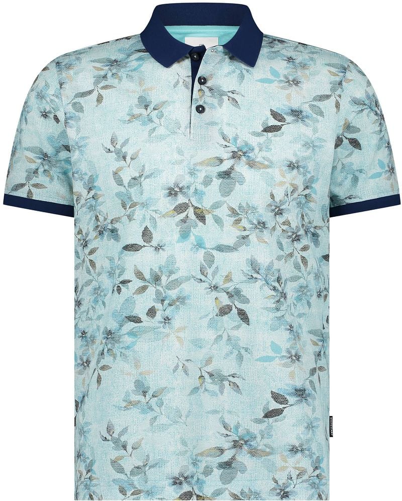 State of Art Poloshirt Piqué Print Lichtblauw