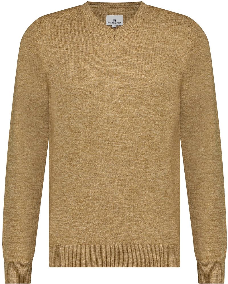 State Of Art Pullover mit V-Ausschnitt Beige Melange - Größe XL günstig online kaufen