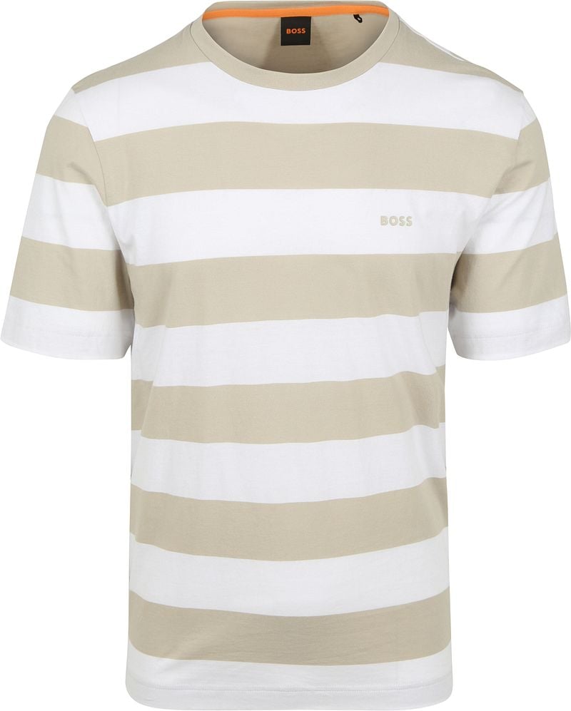 BOSS T-shirt Stripe Beige - Größe XXL günstig online kaufen