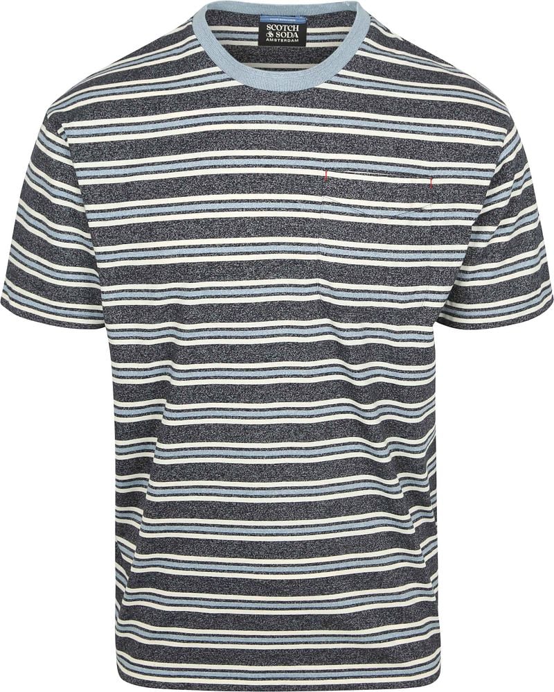 Scotch and Soda T-shirt Streep Blauw