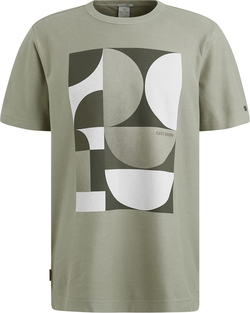 Cast Iron T-shirt met textuur groen